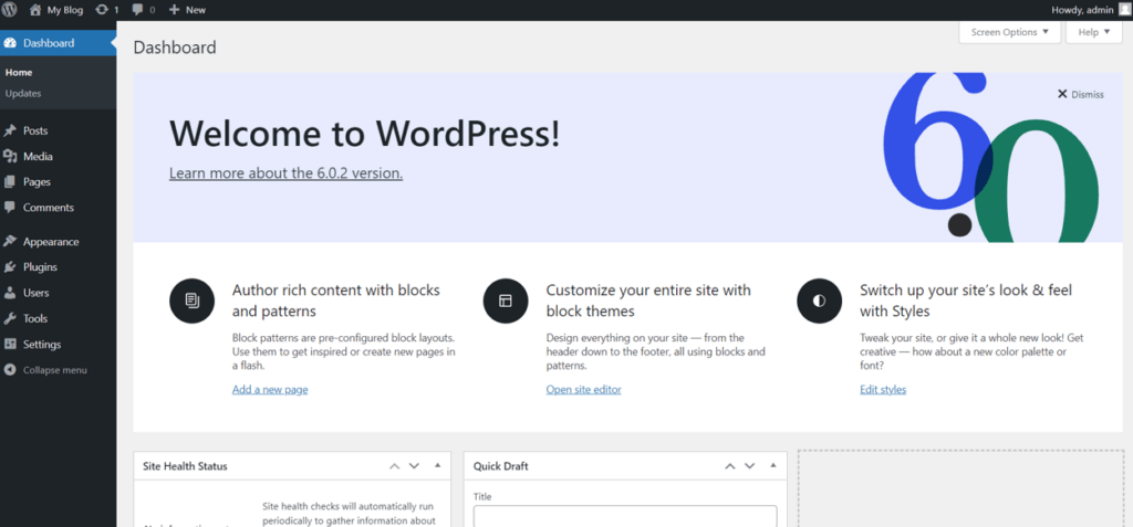 WordPress Dashboard