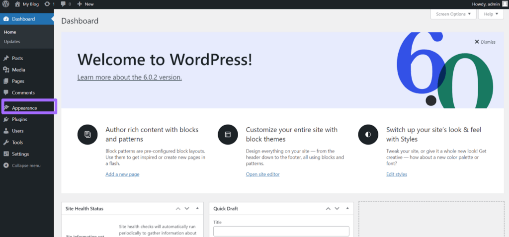 WordPress Dashboard