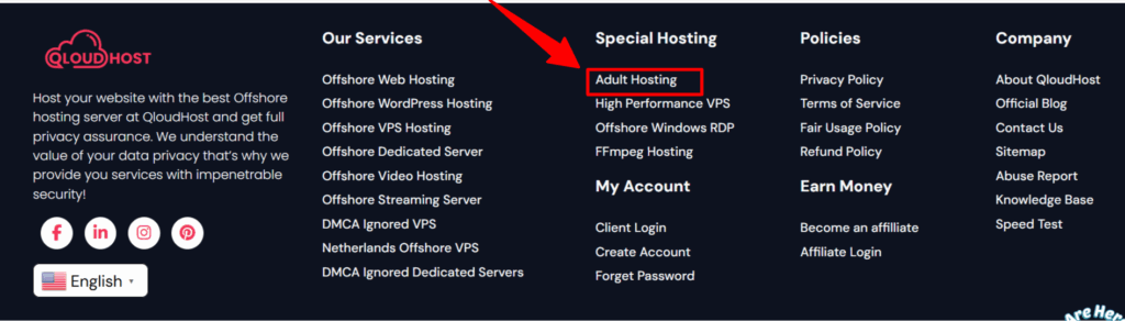 Adult Web Hosting Page