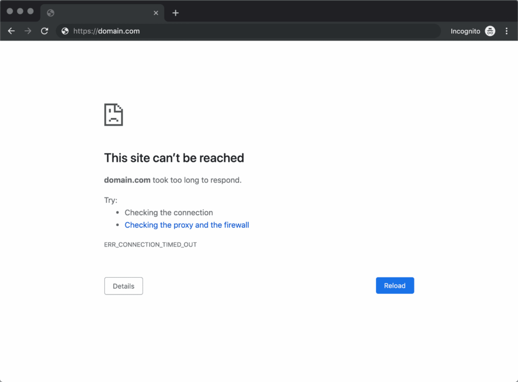 ERR_CONNECTION_TIMED_OUT-error in chrome