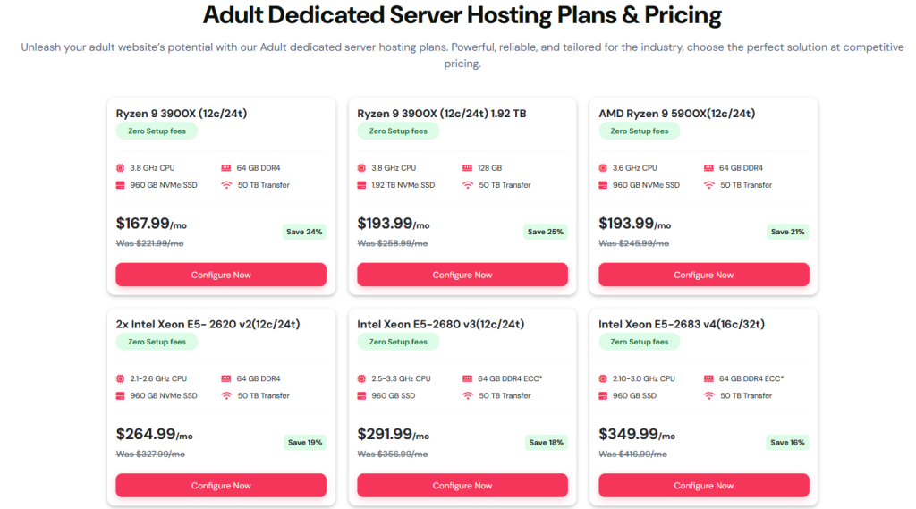 Adult Dedicated Server Plans