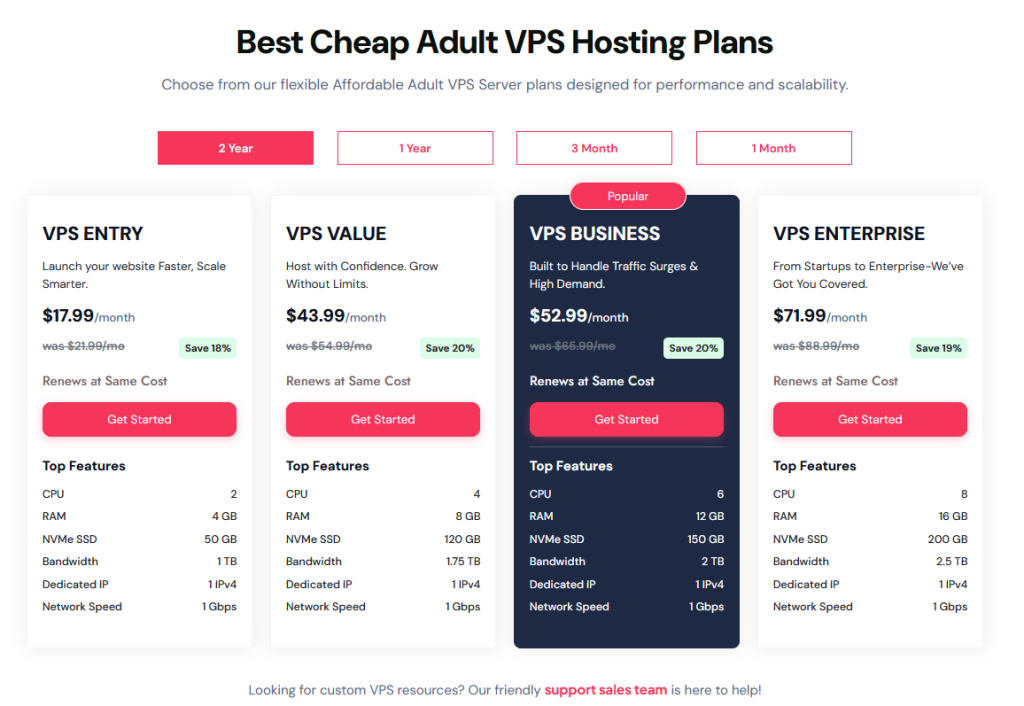 Adult VPS Hosting Plans